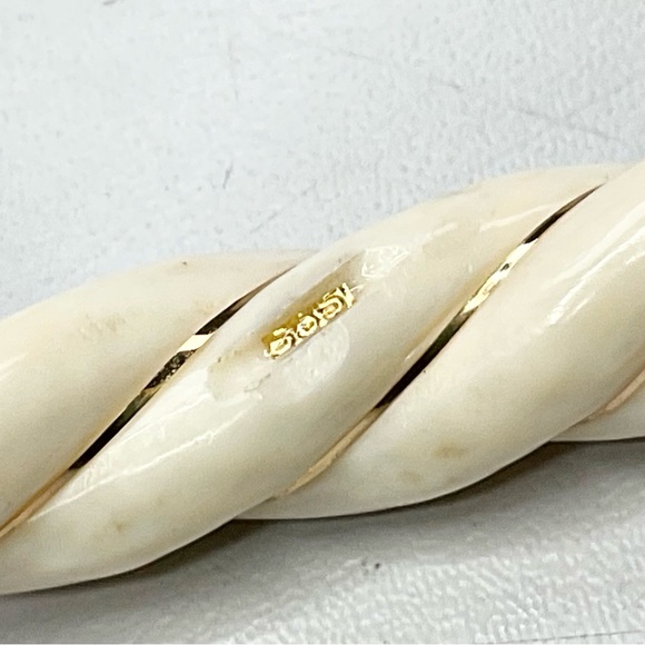Mammoth Ivory 14K Carved Twist Bangle Bracelet 585 - Picture 7 of 8